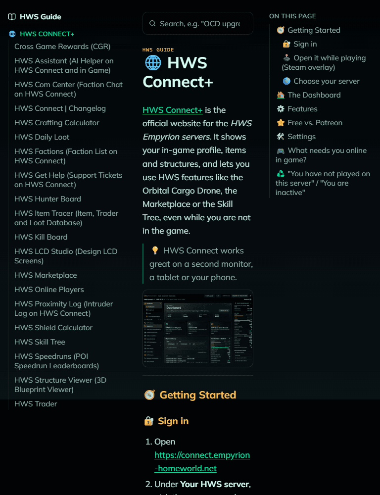 Guide search and section pages
