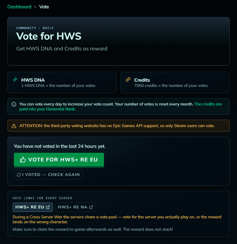 Vote for HWS page