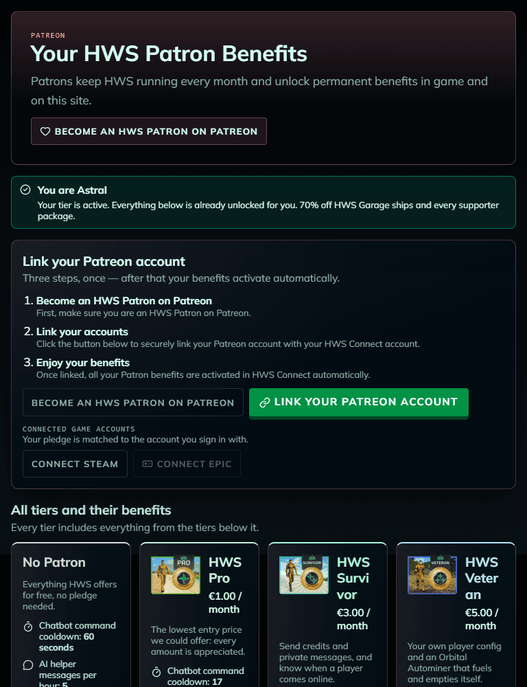 Patron page