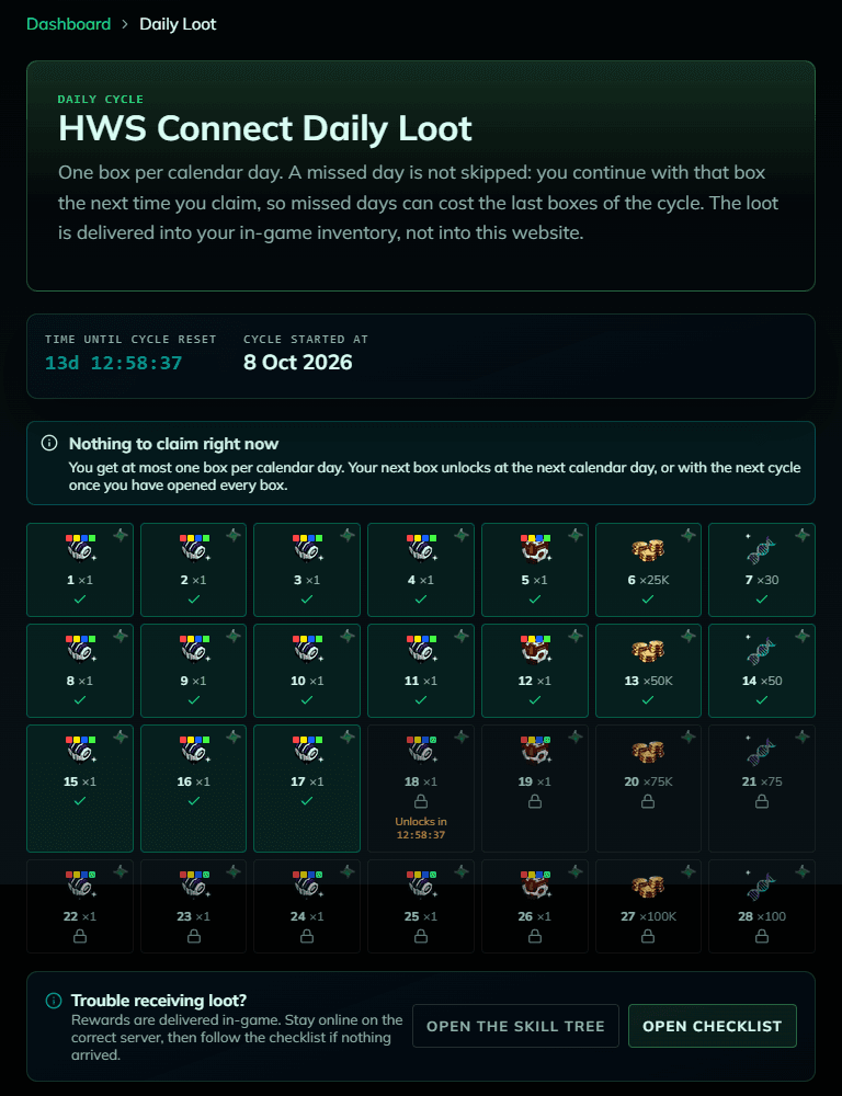 Daily loot claim