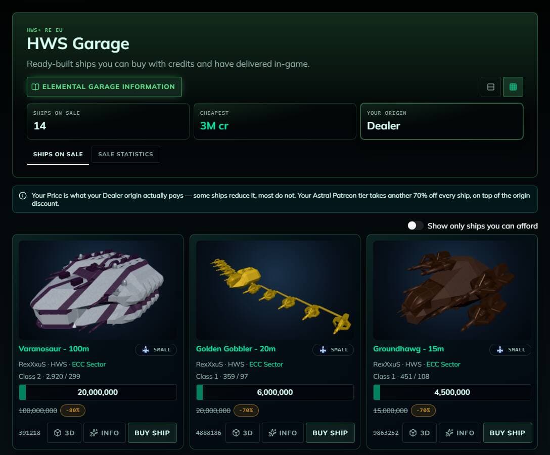 Grid view with prices and discounts