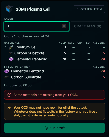 Craft preview with materials