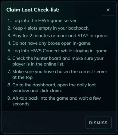 Claim Loot check-list